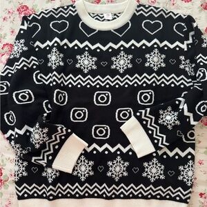 Christmas Black and White Patterned Sweater